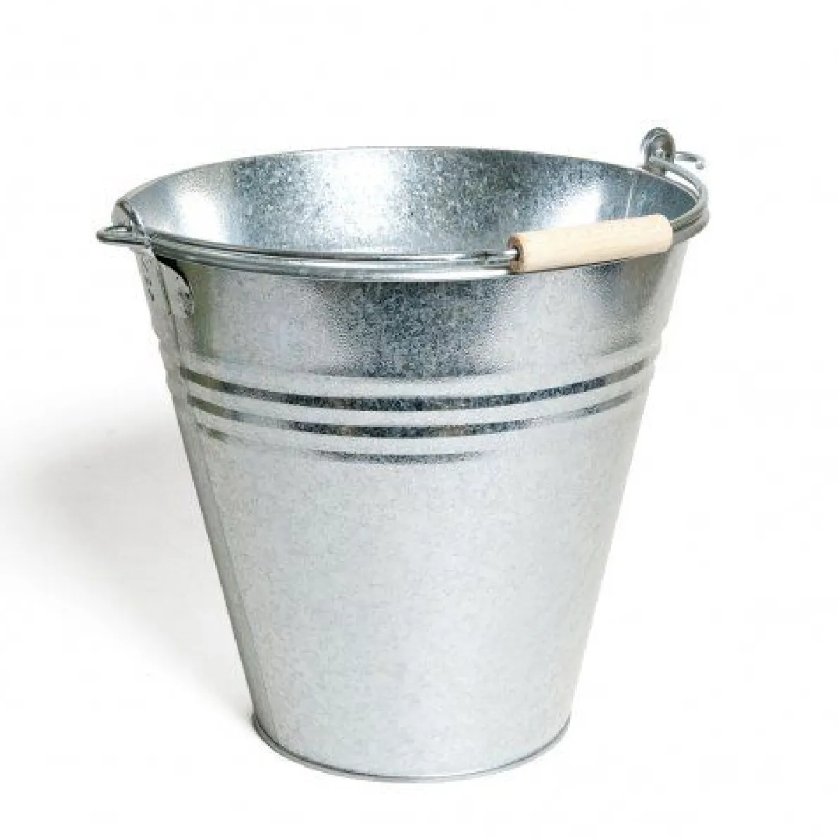 Zinken emmer met beukenhouten handvat, 10 liter